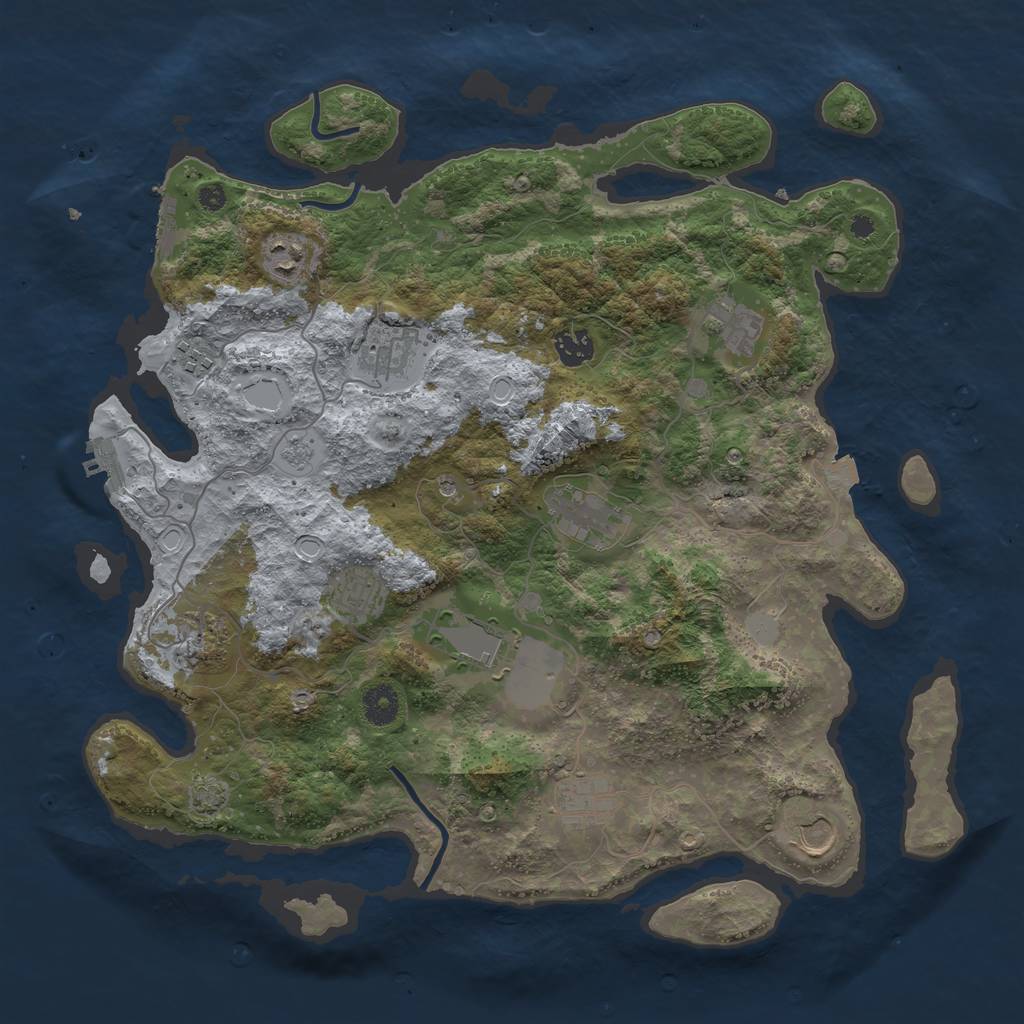 Rust Map: Procedural Map, Size: 3950, Seed: 66175327, 19 Monuments
