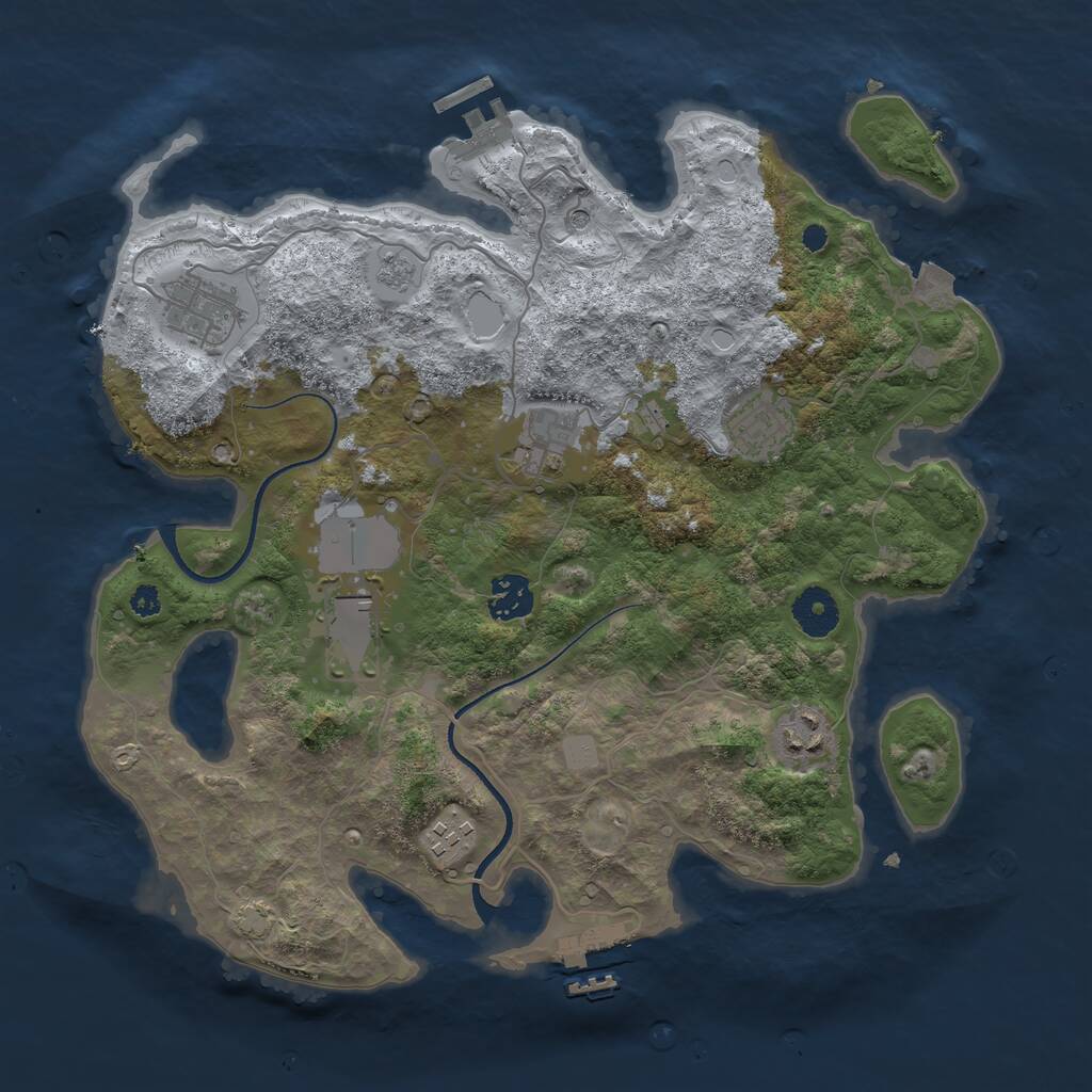 Rust Map: Procedural Map, Size: 3500, Seed: 659808, 13 Monuments
