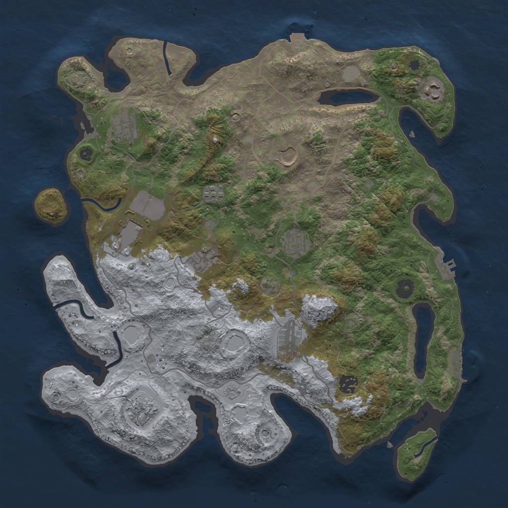 Rust Map: Procedural Map, Size: 4000, Seed: 1910794456, 18 Monuments