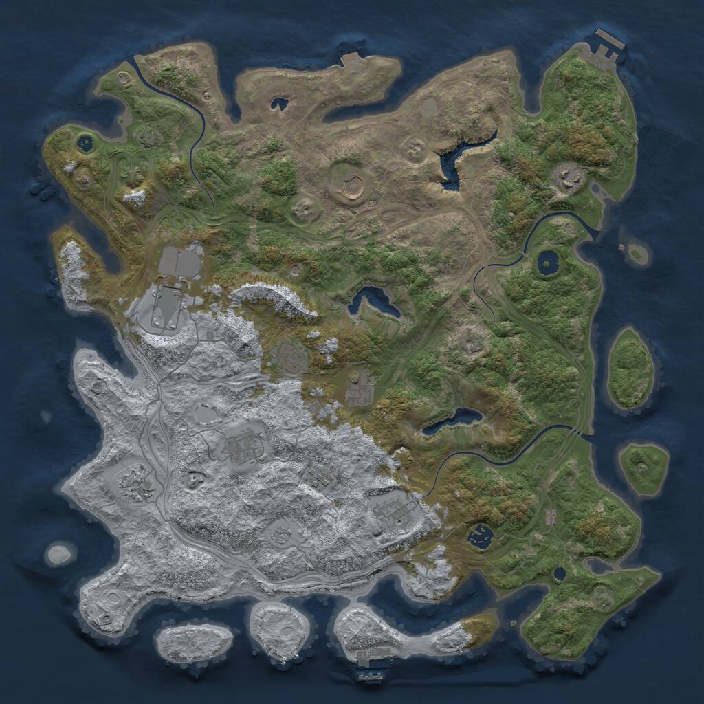 Rust Map: Procedural Map, Size: 4500, Seed: 1103999602, 16 Monuments