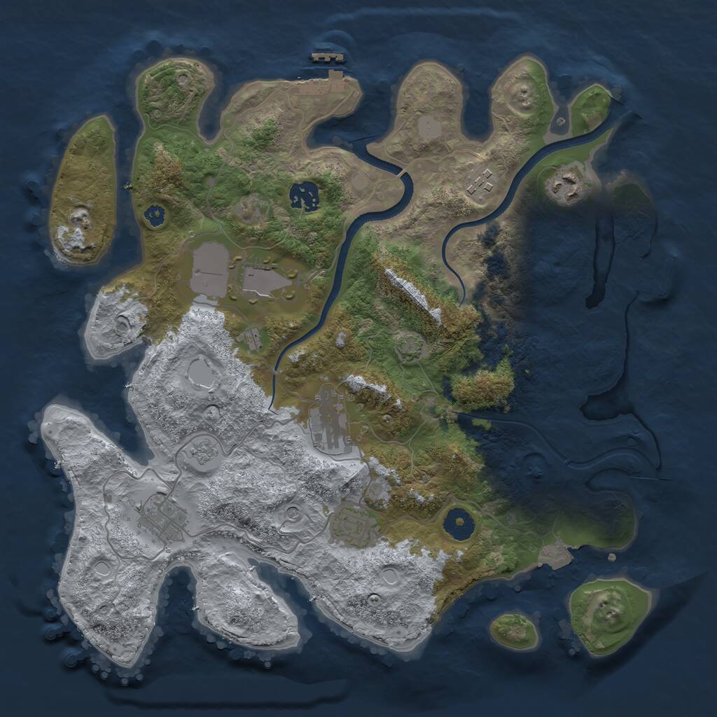 Rust Map: Procedural Map, Size: 3500, Seed: 907806014, 13 Monuments