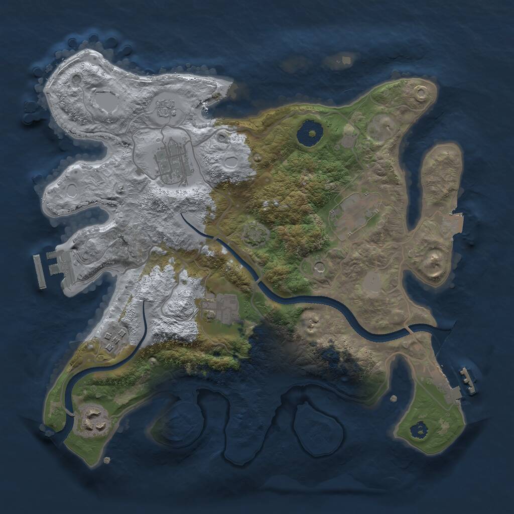 Rust Map: Procedural Map, Size: 3000, Seed: 1859925646, 11 Monuments