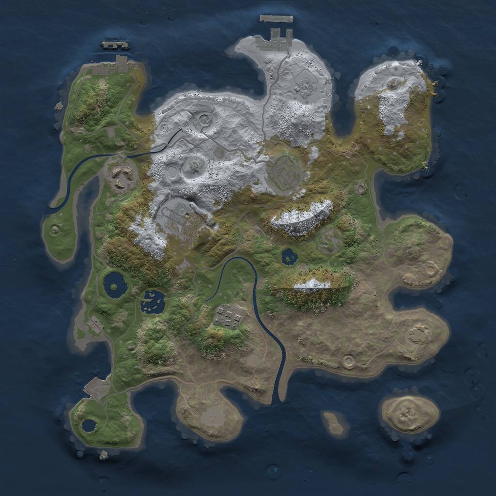 Rust Map: Procedural Map, Size: 3000, Seed: 912984012, 11 Monuments