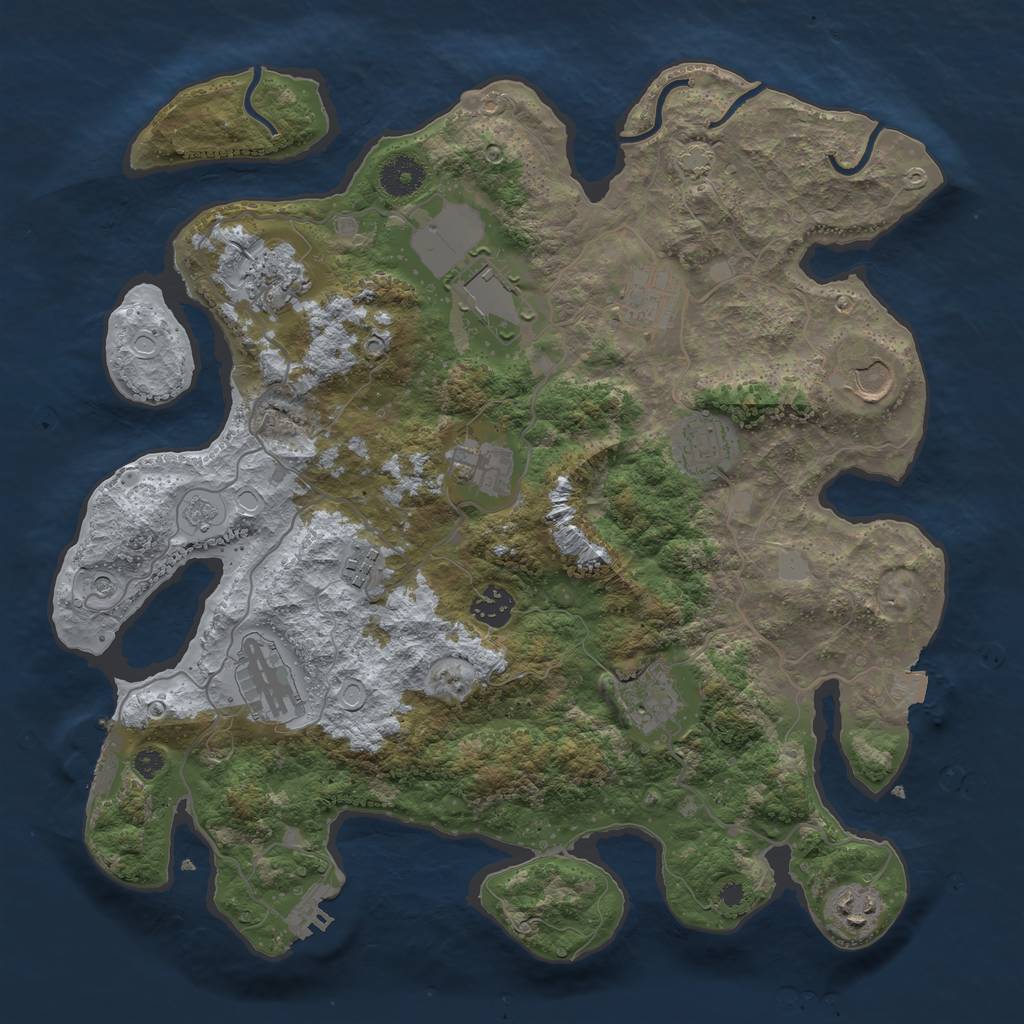Rust Map: Procedural Map, Size: 3700, Seed: 531458630, 19 Monuments