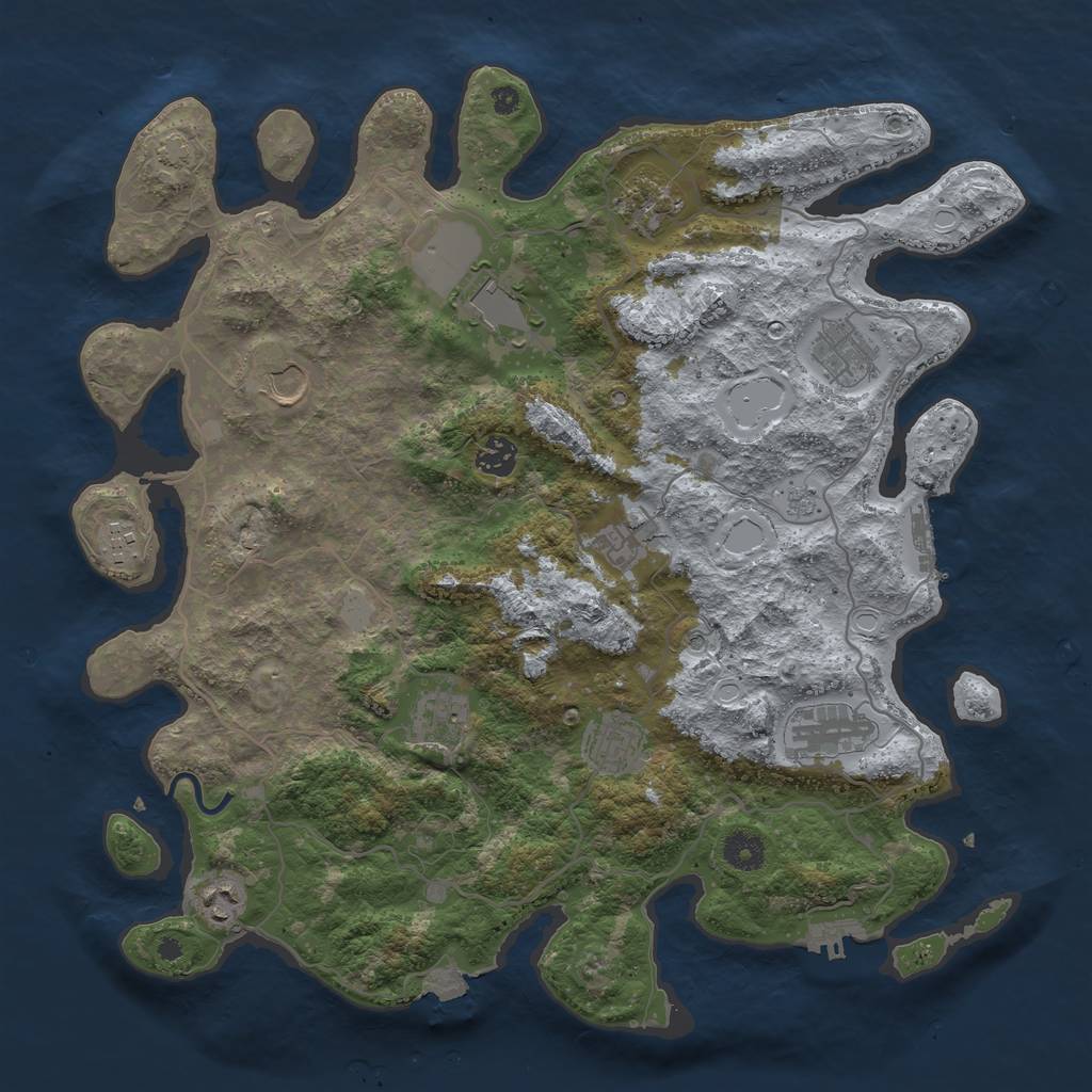 Rust Map: Procedural Map, Size: 4000, Seed: 1758165863, 19 Monuments