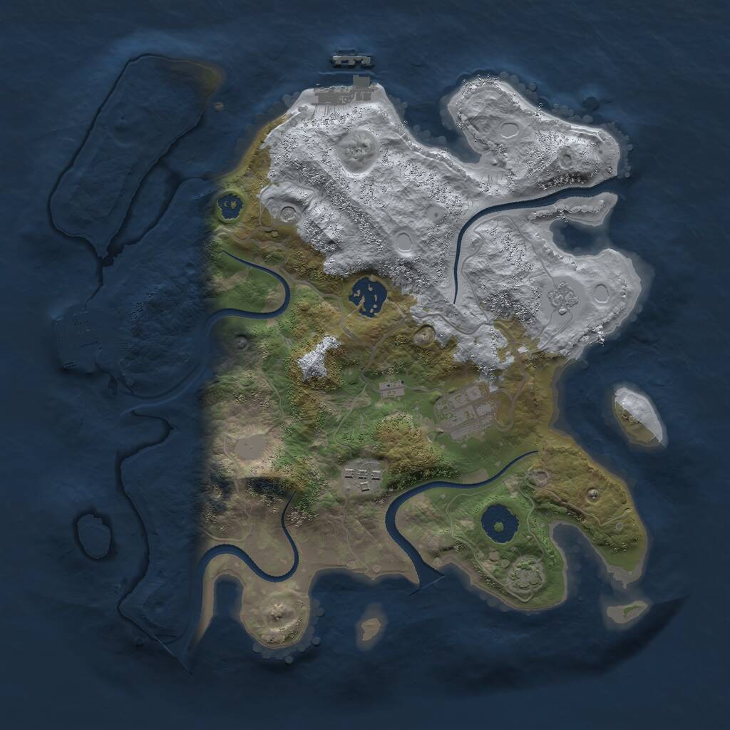 Rust Map: Procedural Map, Size: 3000, Seed: 1189575660, 9 Monuments