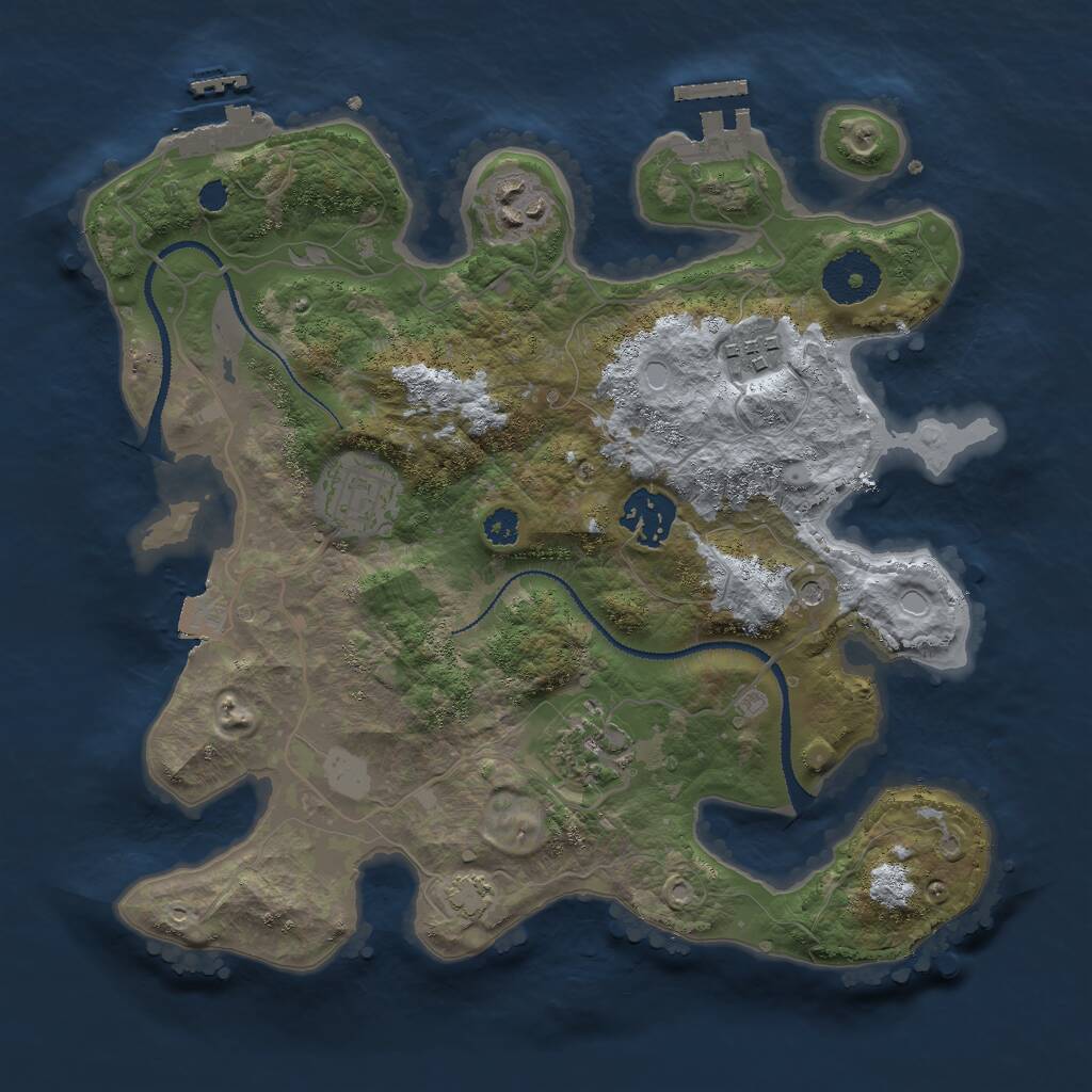 Rust Map: Procedural Map, Size: 3000, Seed: 1824933577, 10 Monuments