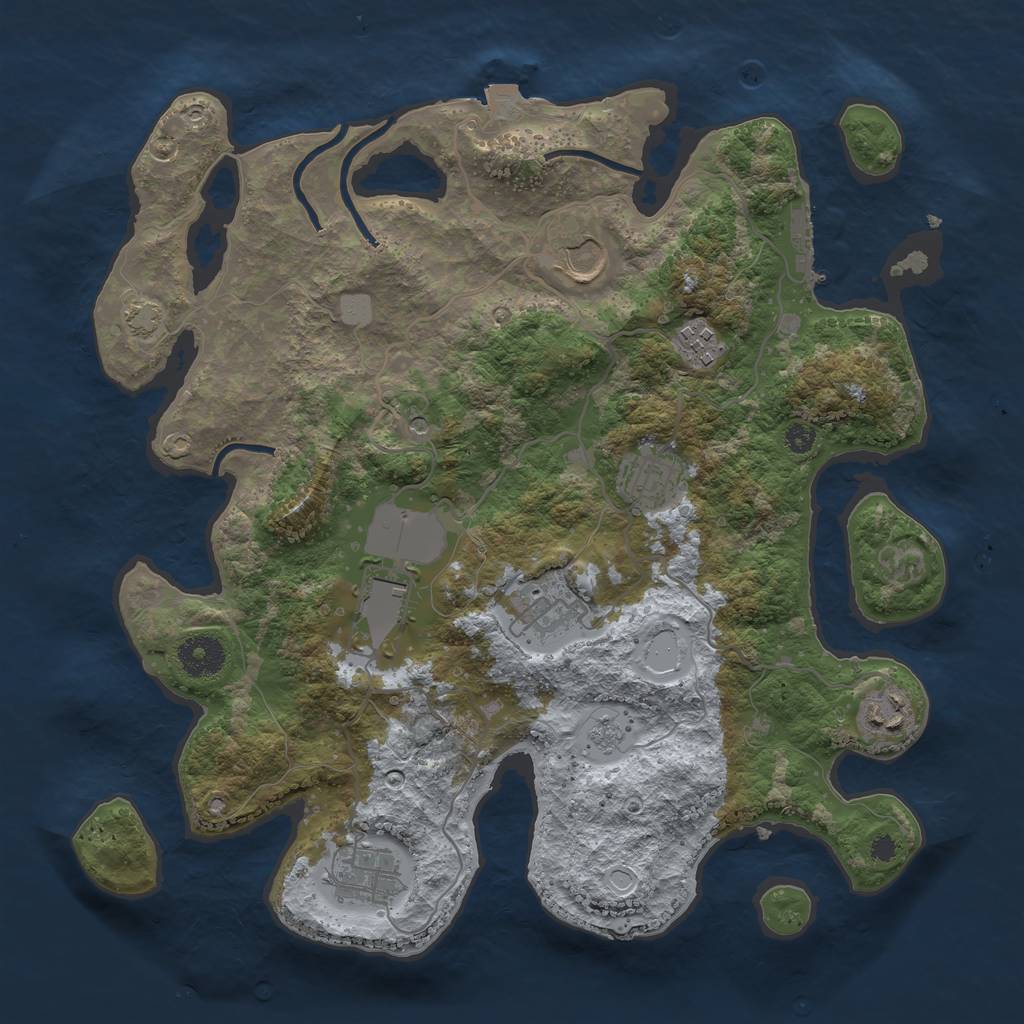 Rust Map: Procedural Map, Size: 3500, Seed: 277654360, 14 Monuments