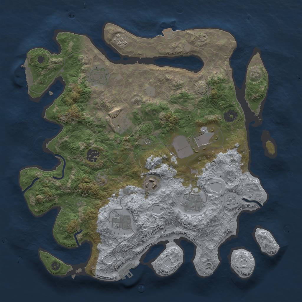 Rust Map: Procedural Map, Size: 3500, Seed: 345671970, 16 Monuments