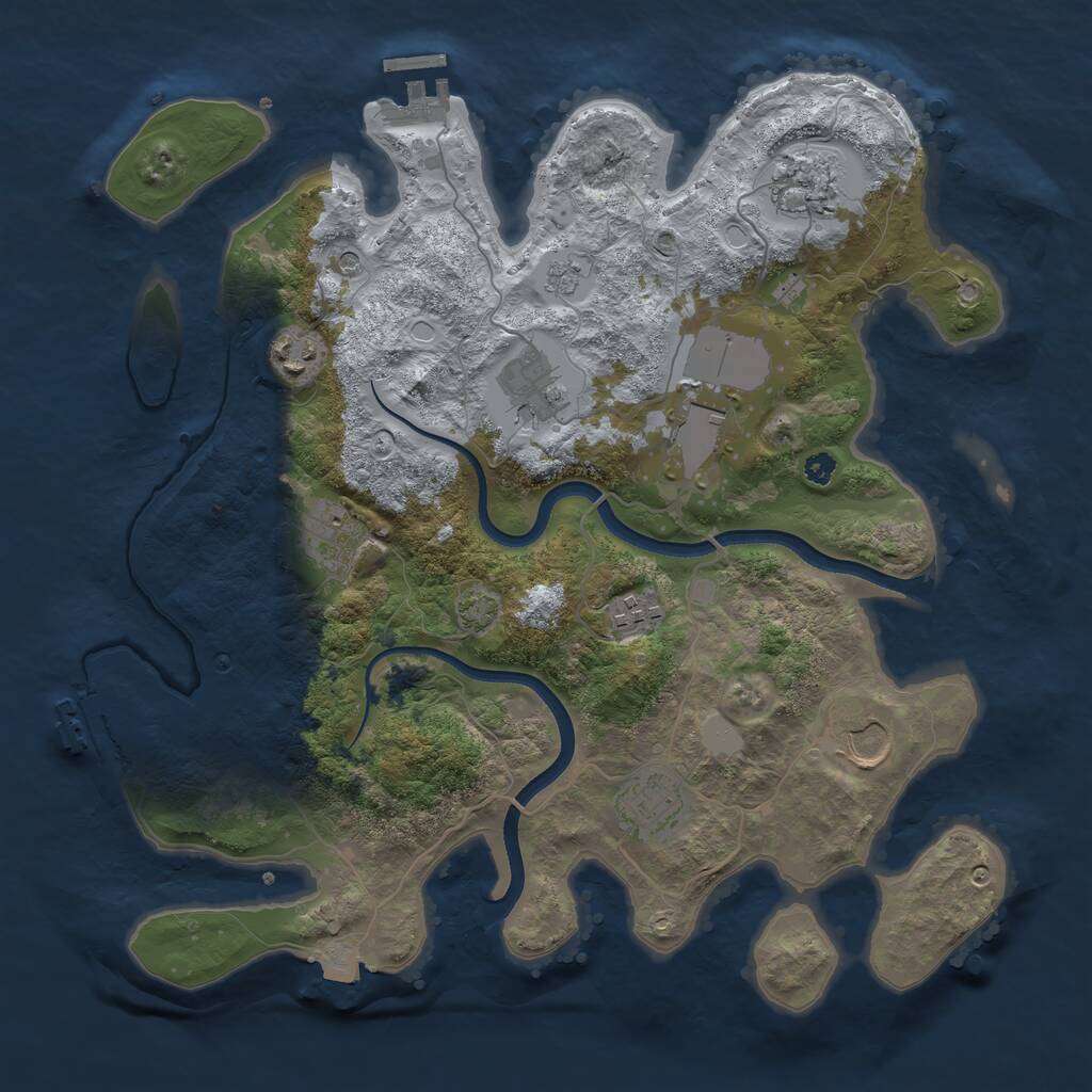 Rust Map: Procedural Map, Size: 3500, Seed: 953540525, 14 Monuments