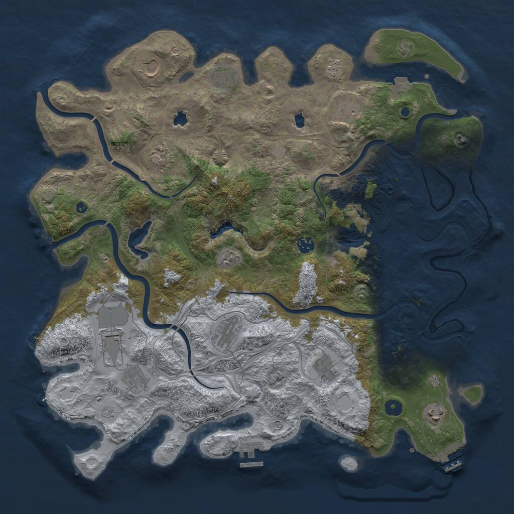 Rust Map: Procedural Map, Size: 4500, Seed: 678894818, 17 Monuments