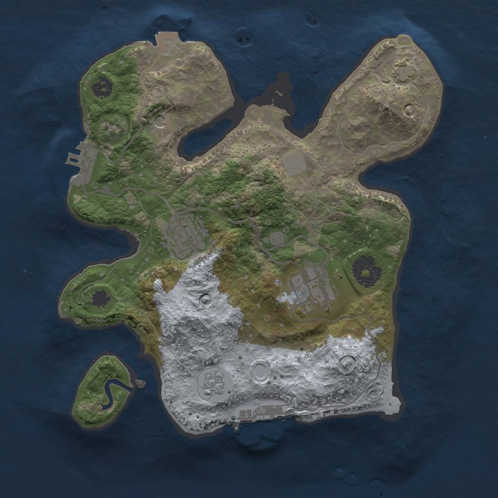 Rust Map: Procedural Map, Size: 2500, Seed: 3423254, 10 Monuments