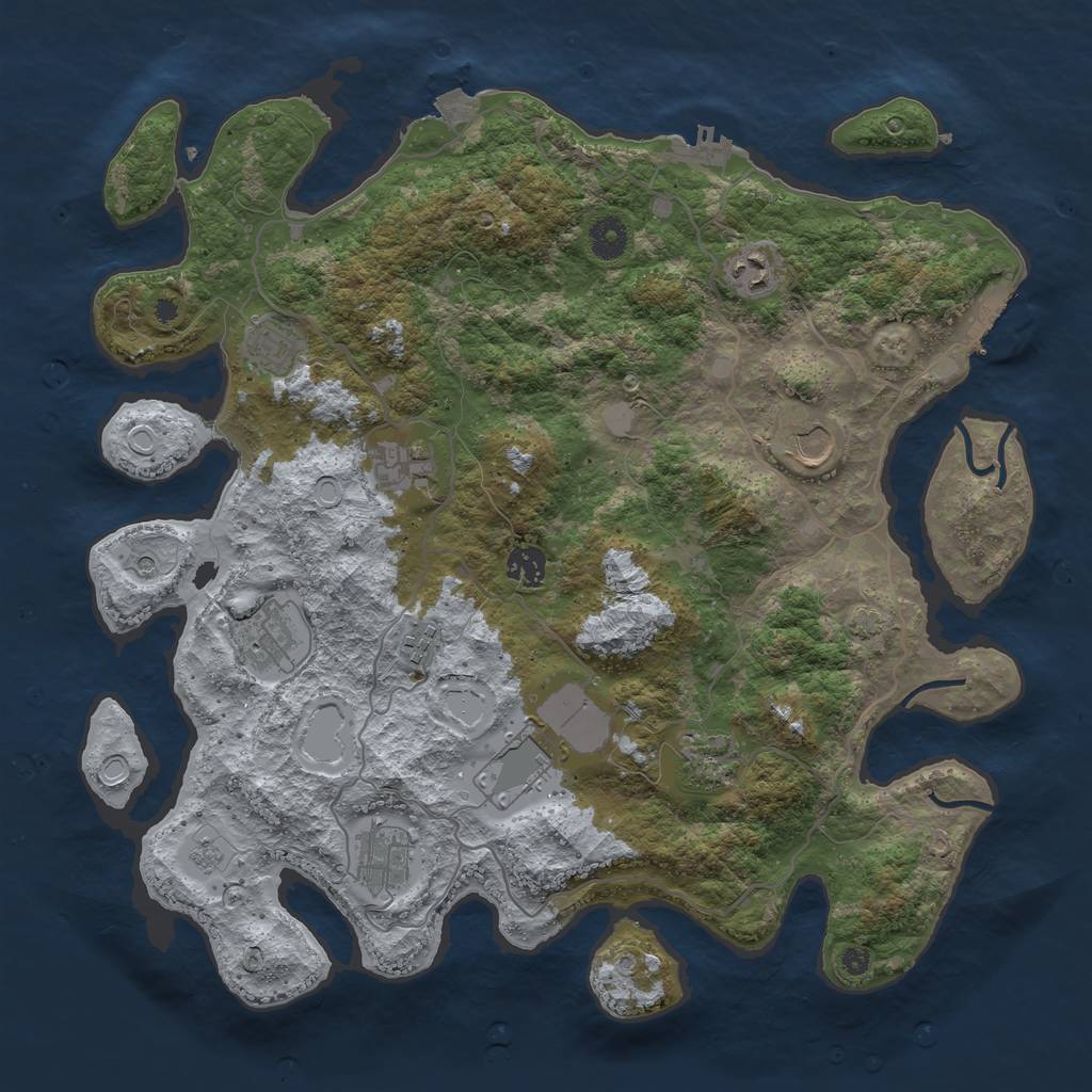 Rust Map: Procedural Map, Size: 4000, Seed: 933699706, 18 Monuments