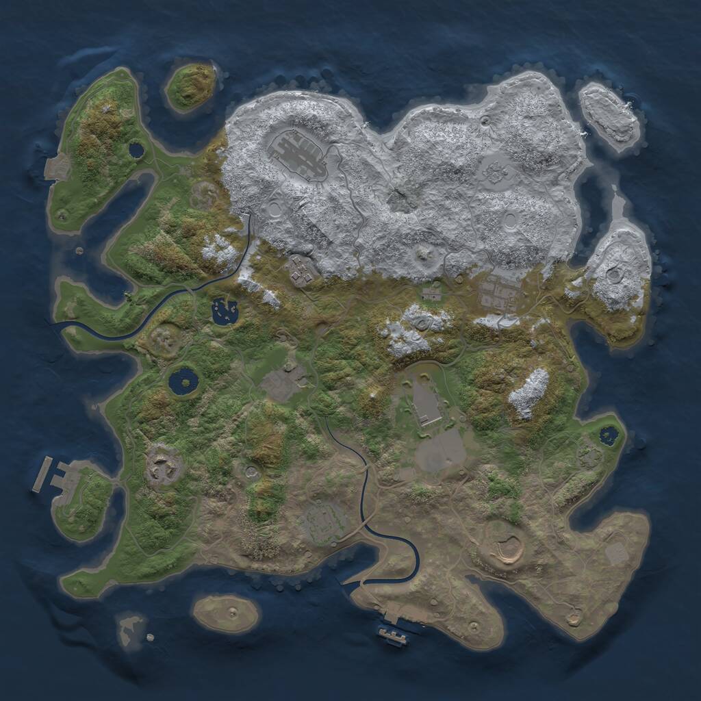 Rust Map: Procedural Map, Size: 3750, Seed: 16860195, 15 Monuments