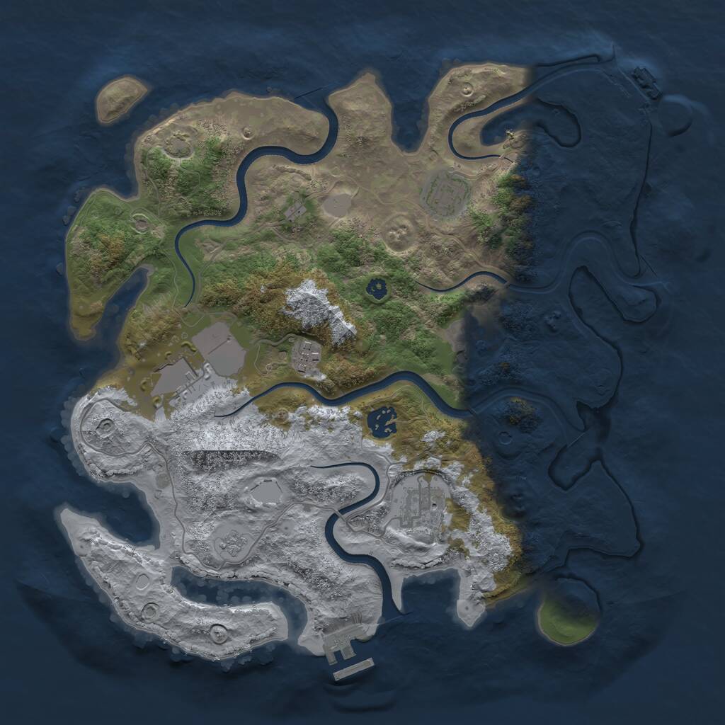 Rust Map: Procedural Map, Size: 3500, Seed: 13831, 12 Monuments