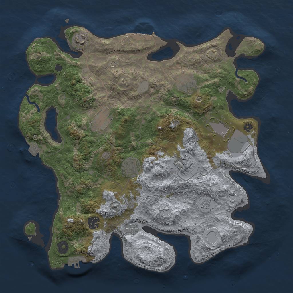 Rust Map: Procedural Map, Size: 3500, Seed: 883867701, 16 Monuments