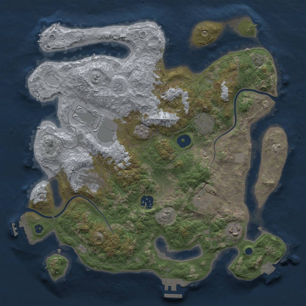 Rust Map: Procedural Map, Size: 3500, Seed: 84226523, 12 Monuments