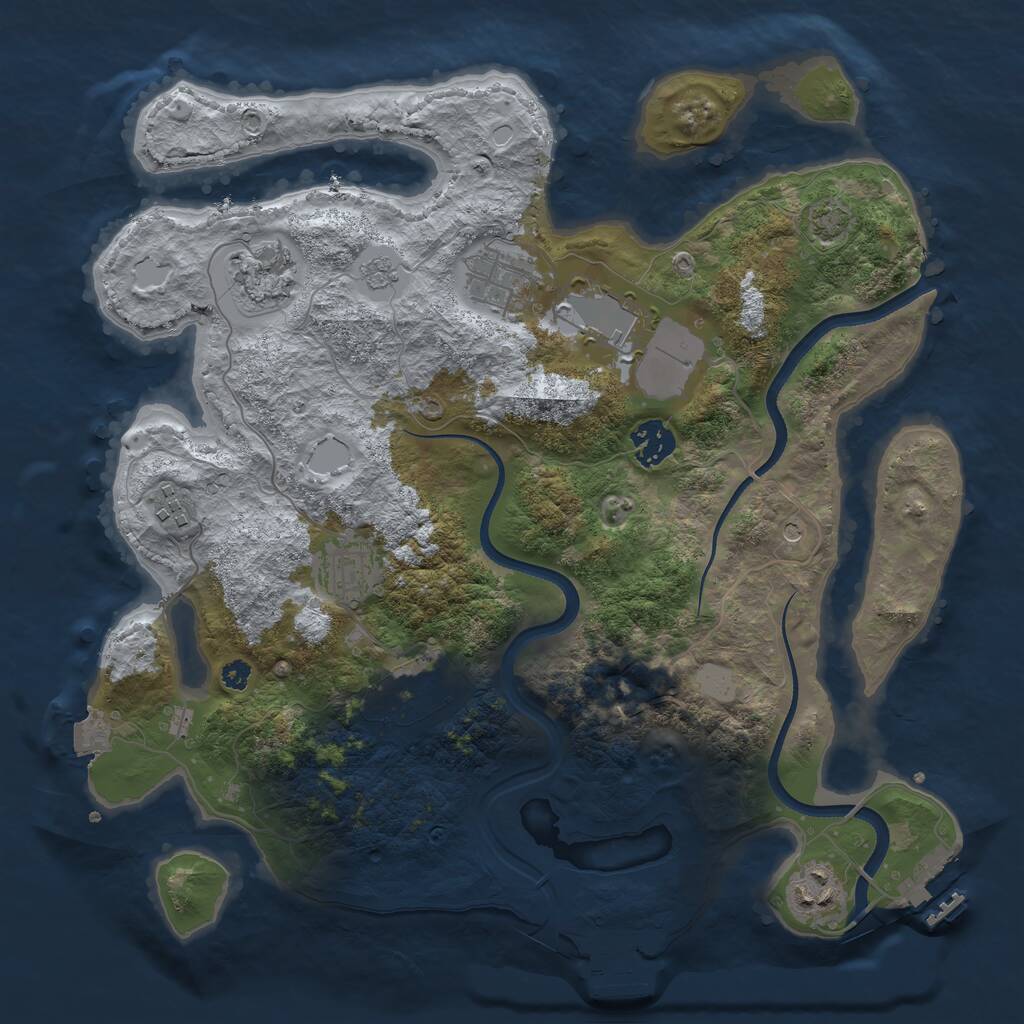 Rust Map: Procedural Map, Size: 3500, Seed: 84226523, 14 Monuments
