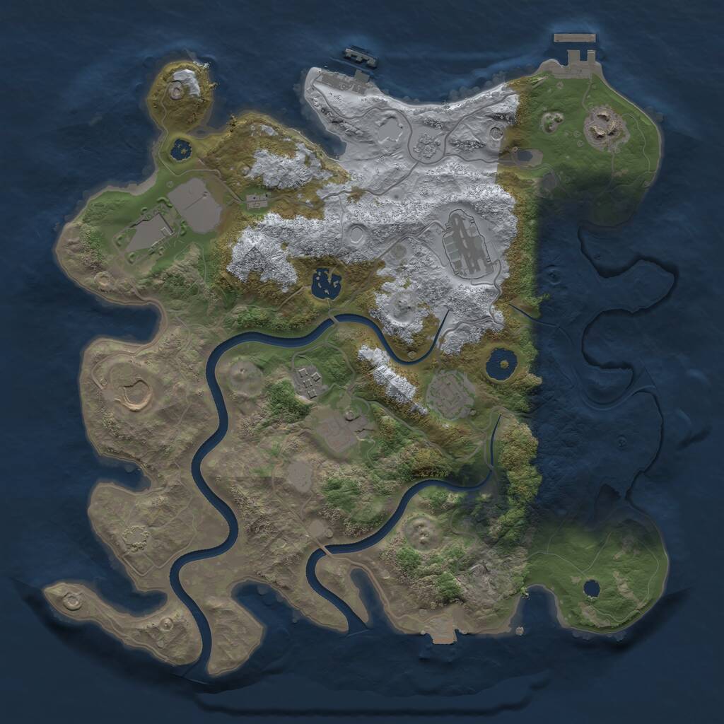 Rust Map: Procedural Map, Size: 3500, Seed: 566457397, 14 Monuments