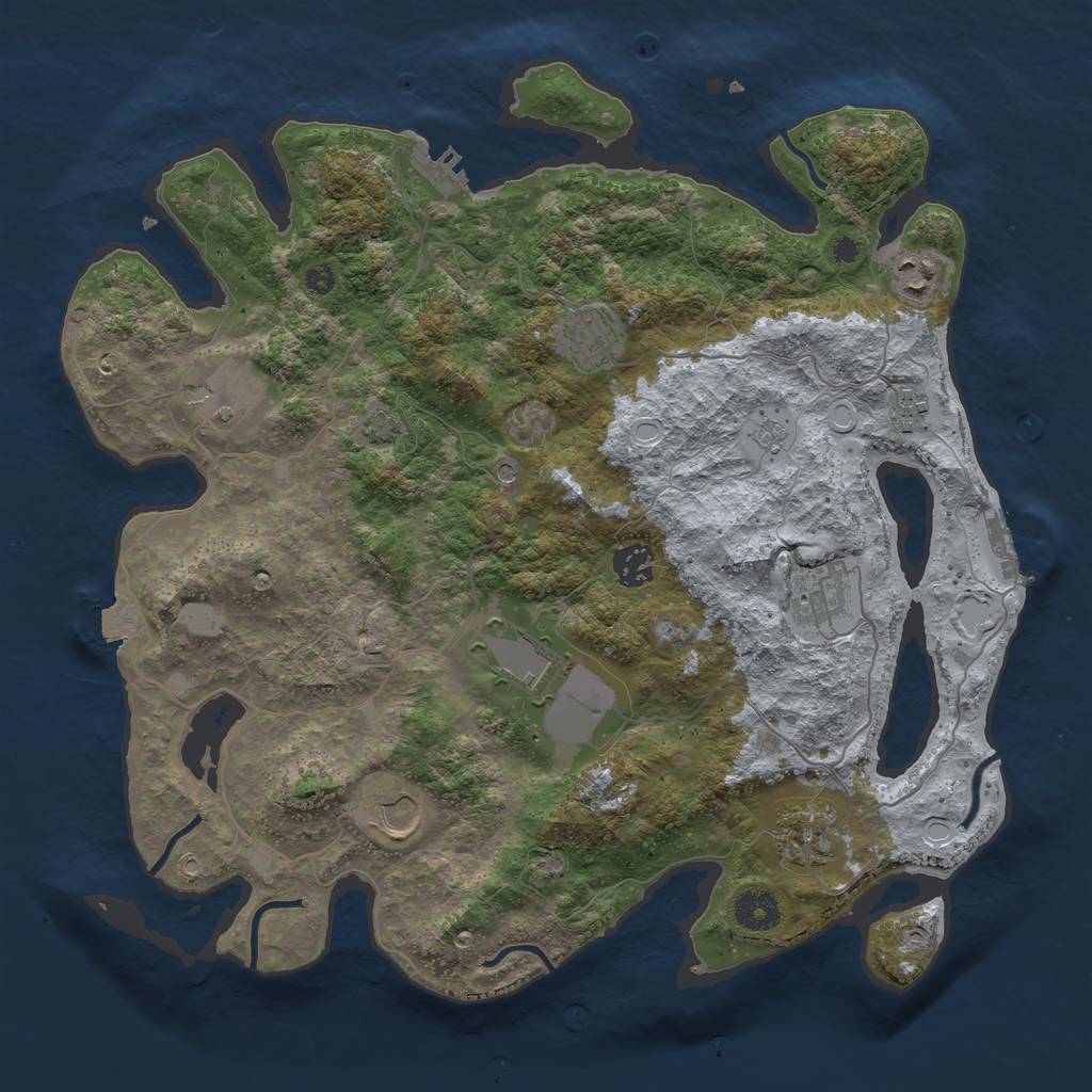 Rust Map: Procedural Map, Size: 3750, Seed: 88476775, 17 Monuments