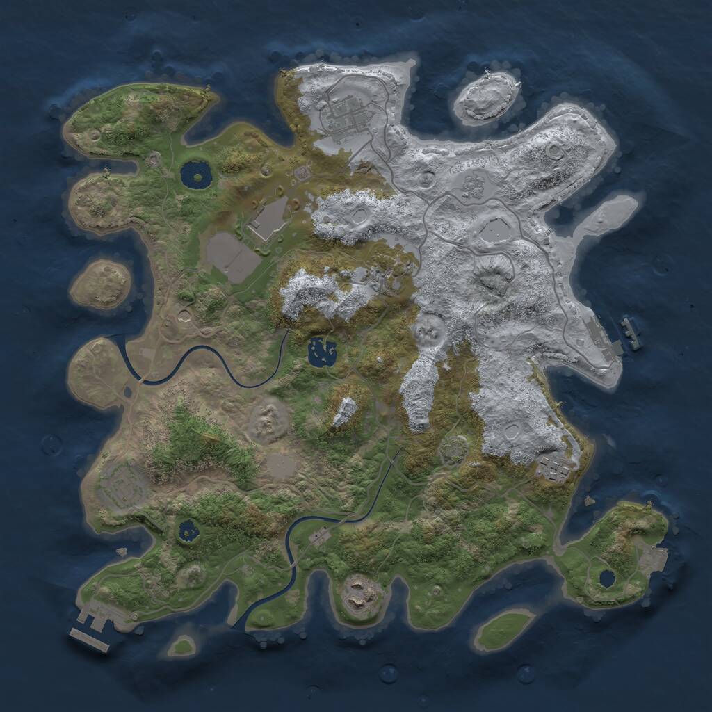 Rust Map: Procedural Map, Size: 3500, Seed: 728279761, 13 Monuments