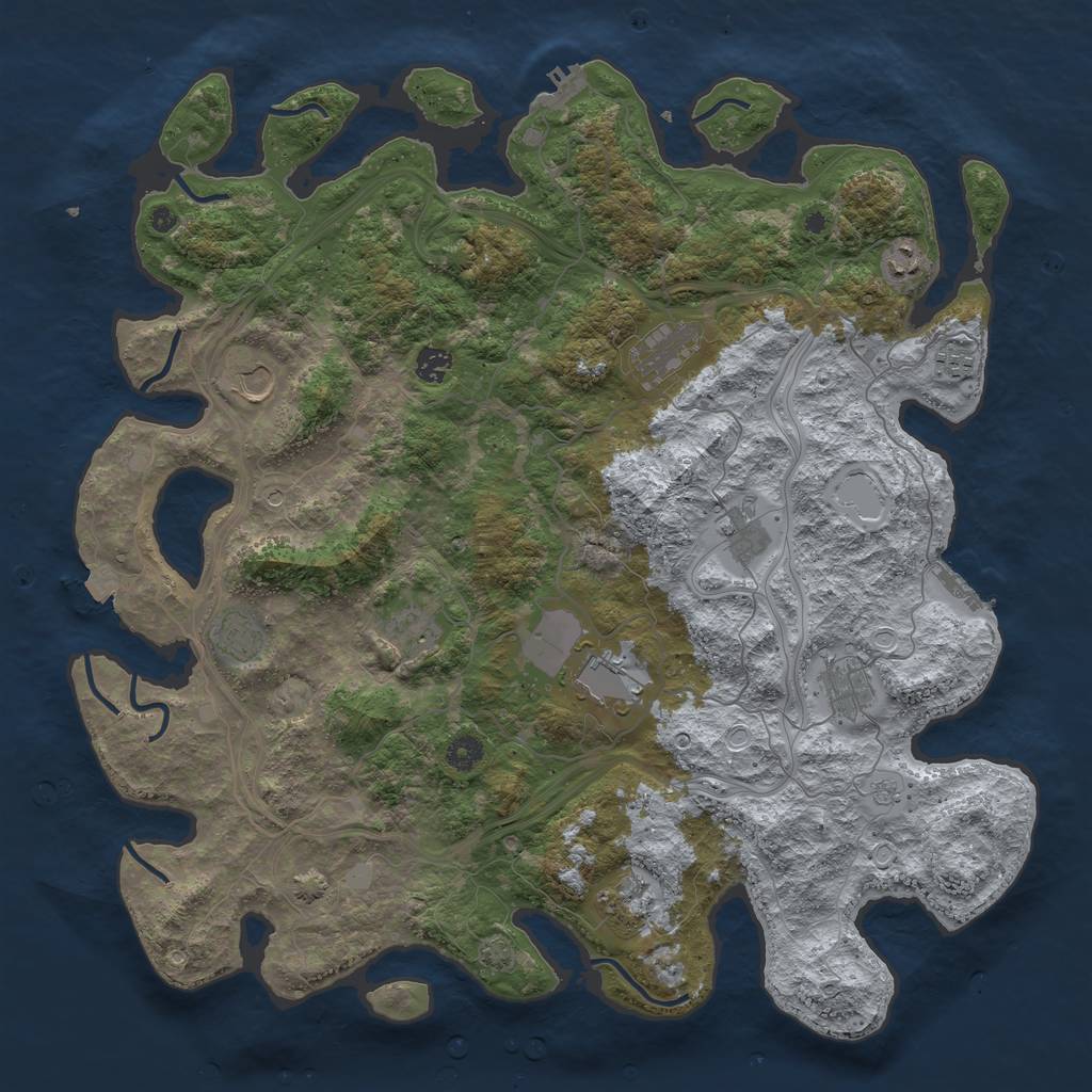 Rust Map: Procedural Map, Size: 4500, Seed: 617951014, 19 Monuments