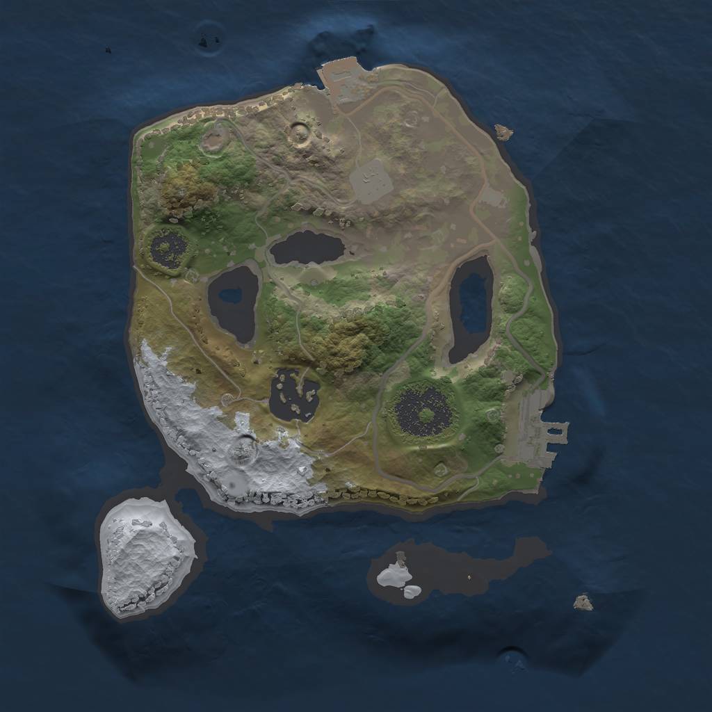 Rust Map: Procedural Map, Size: 2000, Seed: 12254, 5 Monuments