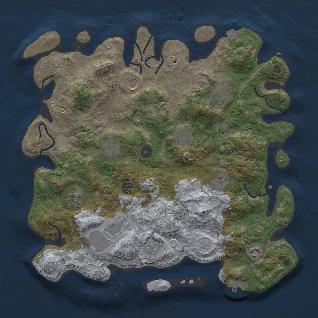 Rust Map: Procedural Map, Size: 4000, Seed: 5431234, 18 Monuments