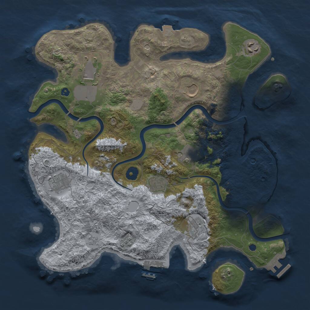 Rust Map: Procedural Map, Size: 3600, Seed: 1821197317, 14 Monuments