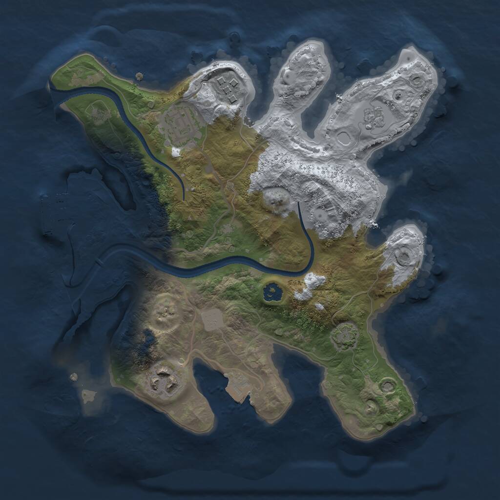 Rust Map: Procedural Map, Size: 2600, Seed: 453405472, 7 Monuments