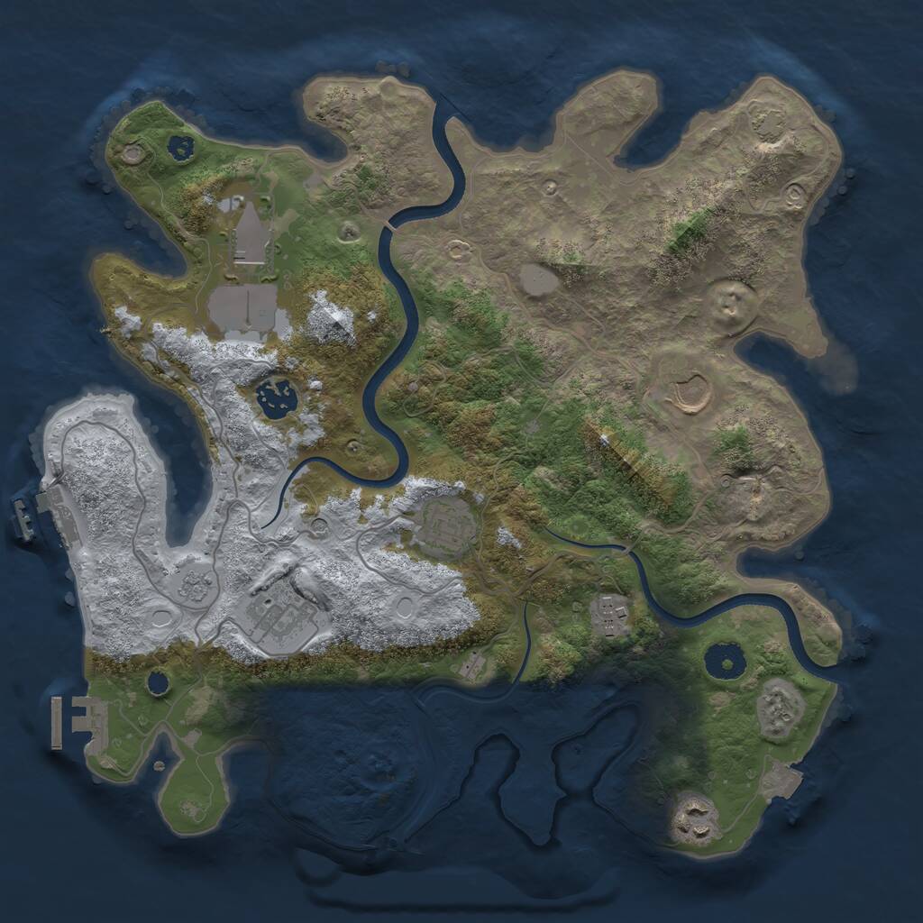 Rust Map: Procedural Map, Size: 3500, Seed: 944022538, 13 Monuments