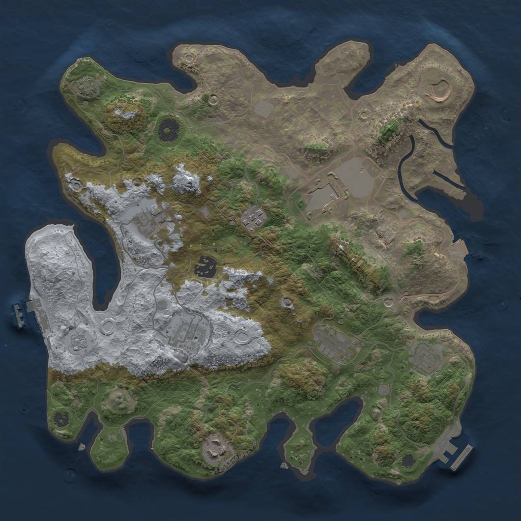 Rust Map: Procedural Map, Size: 3500, Seed: 944022538, 17 Monuments