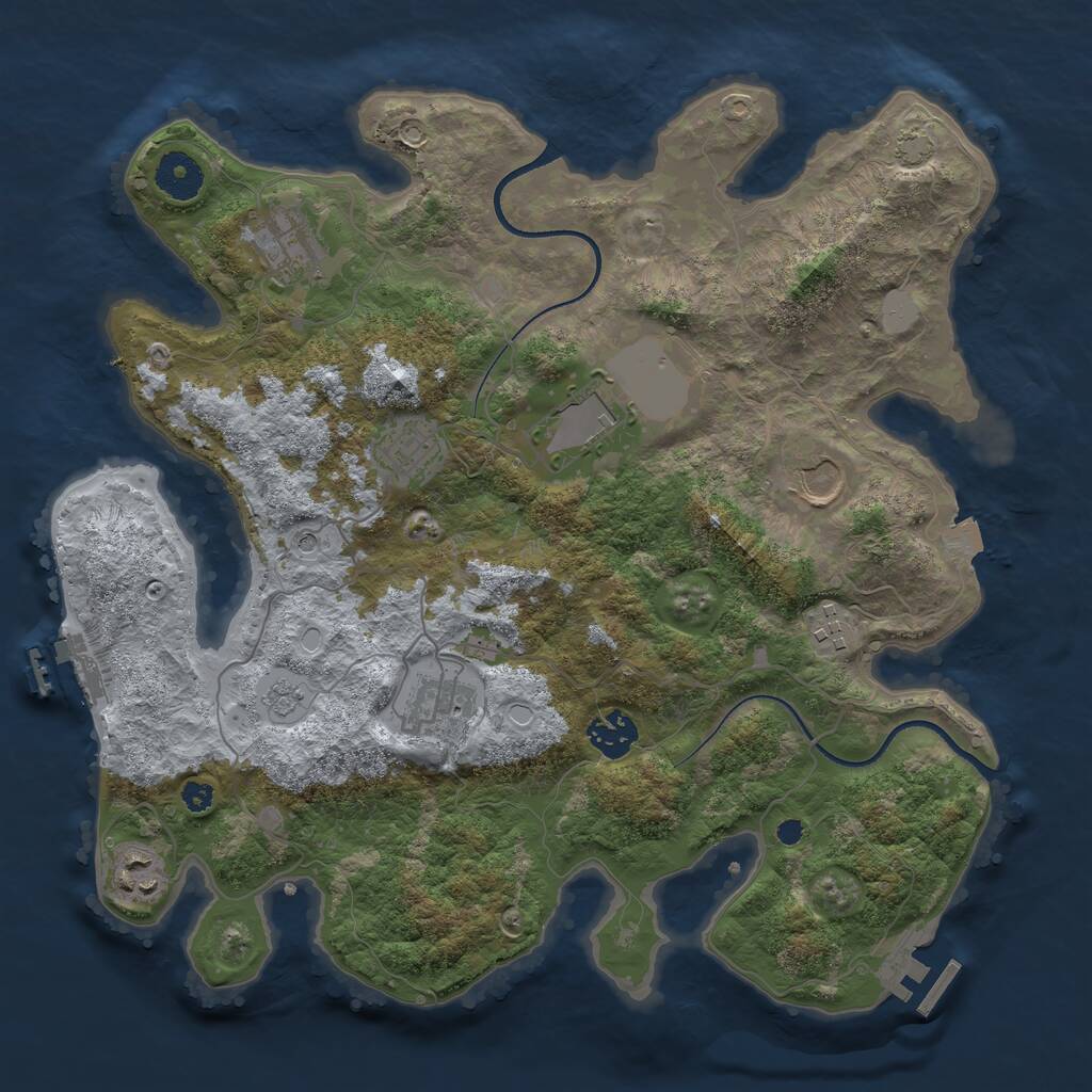 Rust Map: Procedural Map, Size: 3500, Seed: 944022538, 14 Monuments