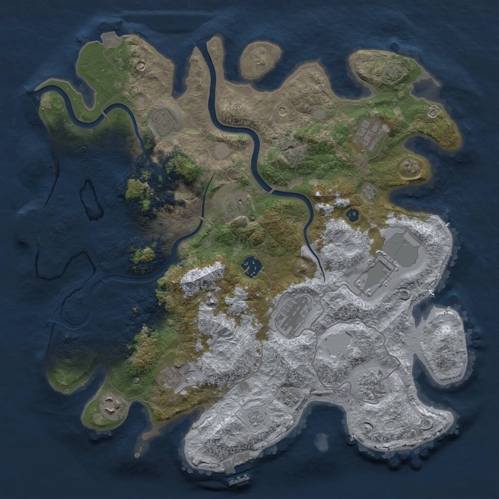 Rust Map: Procedural Map, Size: 3800, Seed: 193901049, 16 Monuments