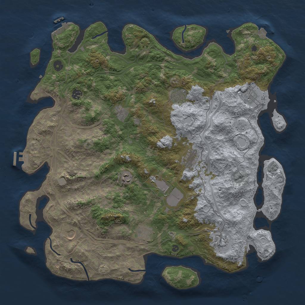 Rust Map: Procedural Map, Size: 4500, Seed: 1240989588, 19 Monuments