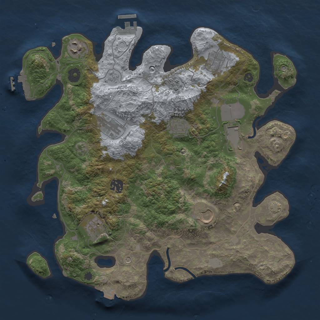 Rust Map: Procedural Map, Size: 3500, Seed: 682381677, 17 Monuments