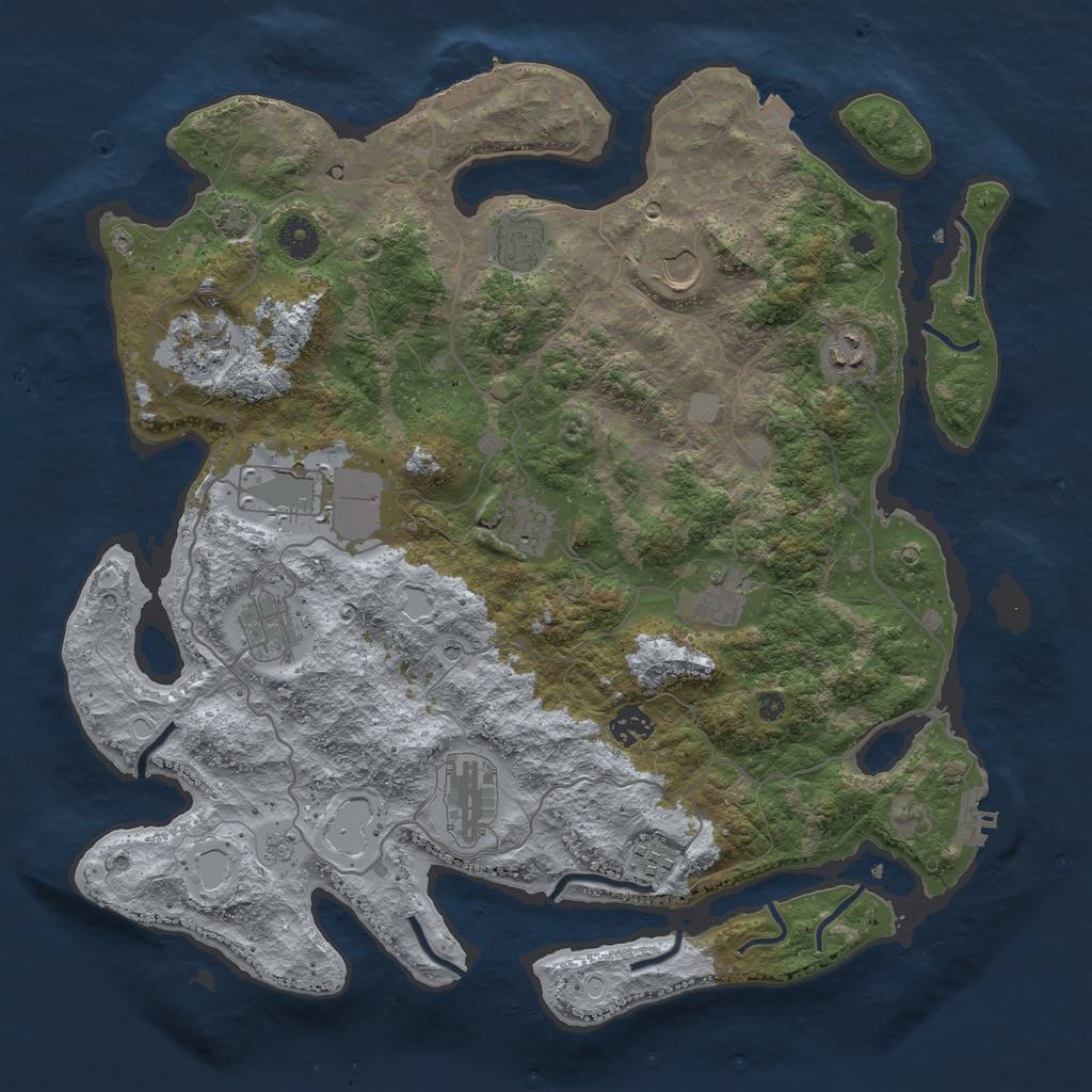 Rust Map: Procedural Map, Size: 4000, Seed: 951672794, 19 Monuments