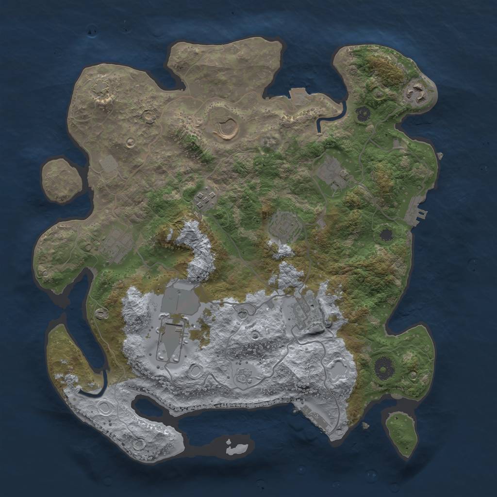 Rust Map: Procedural Map, Size: 3500, Seed: 1141907471, 16 Monuments