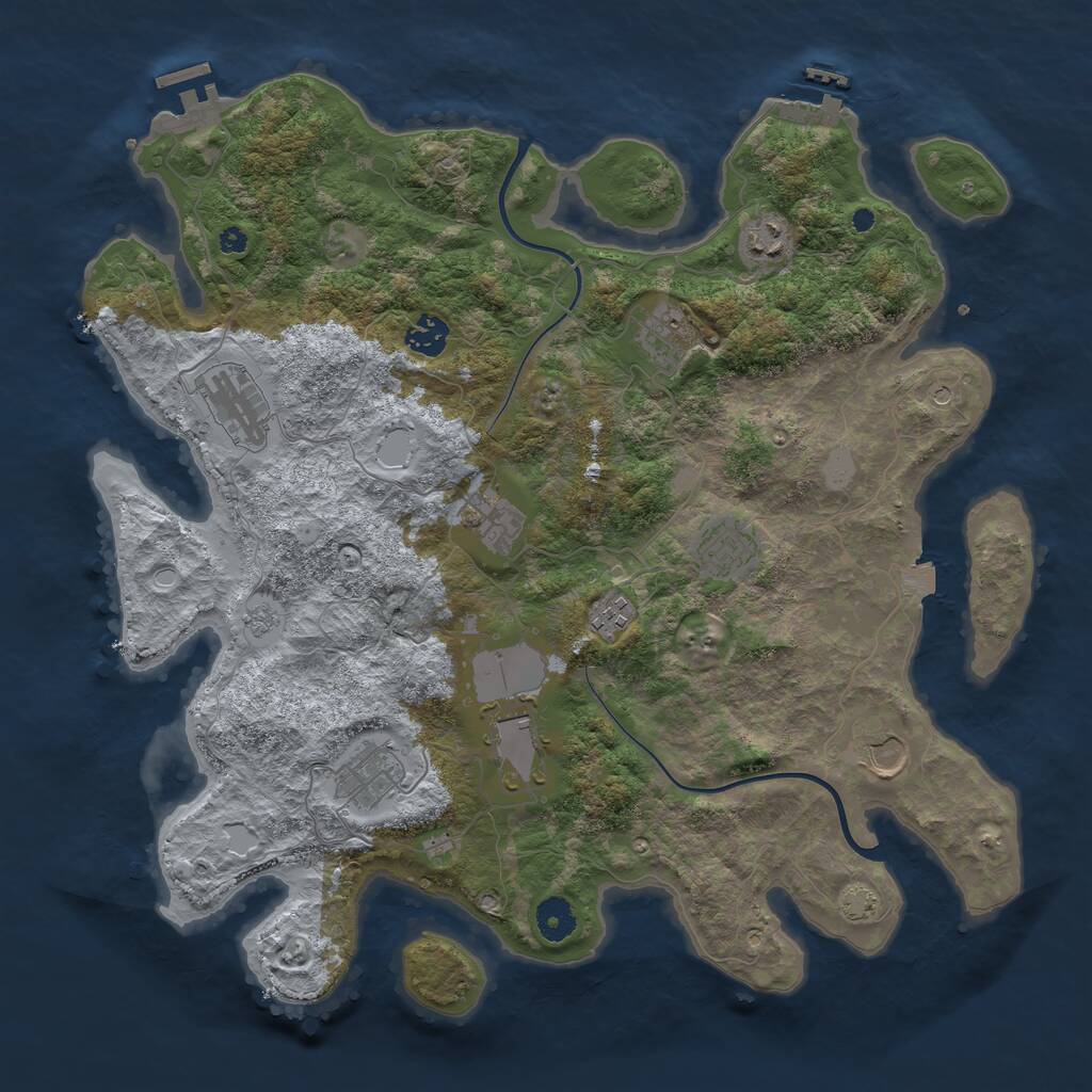 Rust Map: Procedural Map, Size: 3950, Seed: 86127890, 16 Monuments