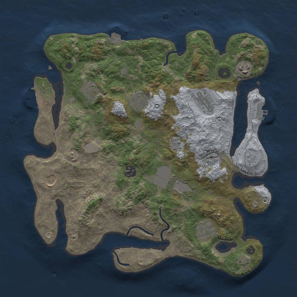 Rust Map: Procedural Map, Size: 3650, Seed: 3112058, 16 Monuments