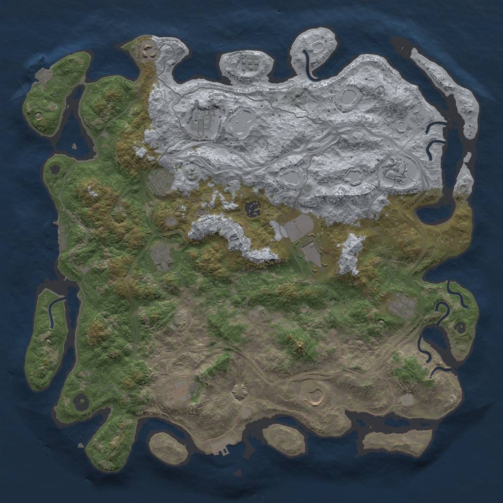 Rust Map: Procedural Map, Size: 4500, Seed: 1877821342, 19 Monuments
