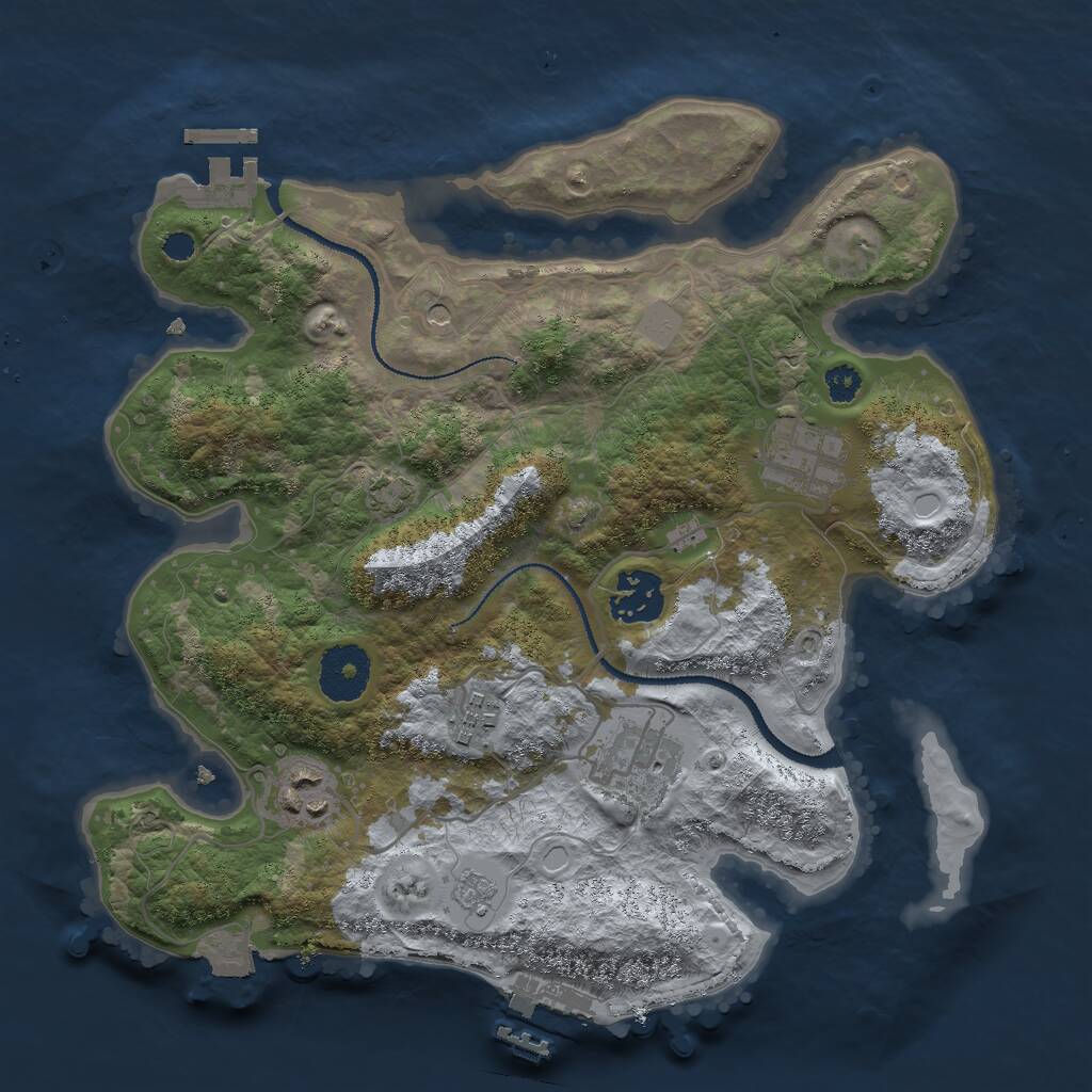 Rust Map: Procedural Map, Size: 3000, Seed: 59777, 11 Monuments