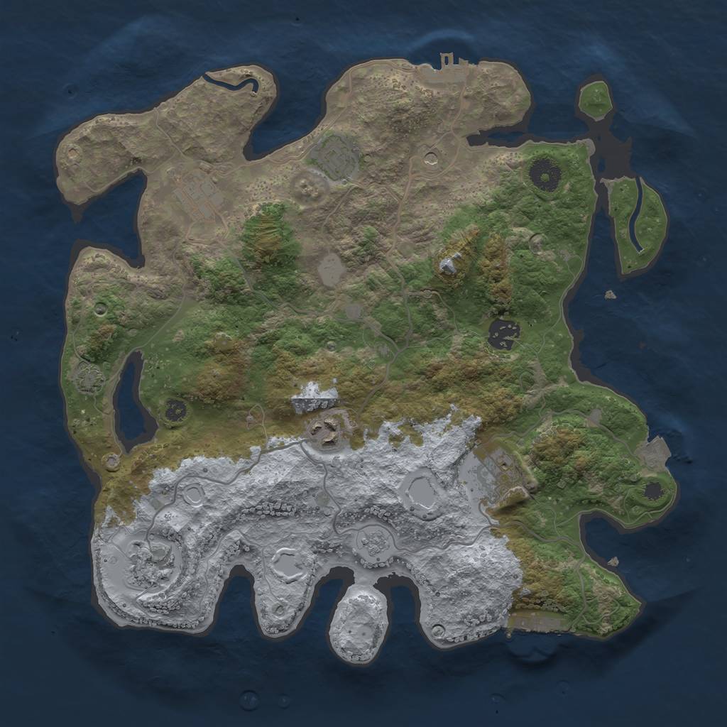 Rust Map: Procedural Map, Size: 3450, Seed: 93856071, 14 Monuments