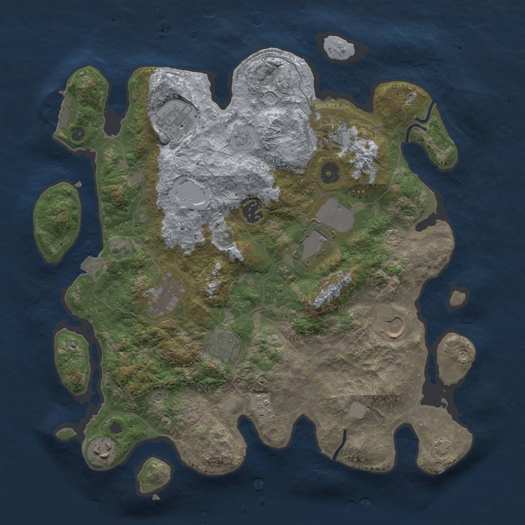 Rust Map: Procedural Map, Size: 3800, Seed: 45682960, 16 Monuments