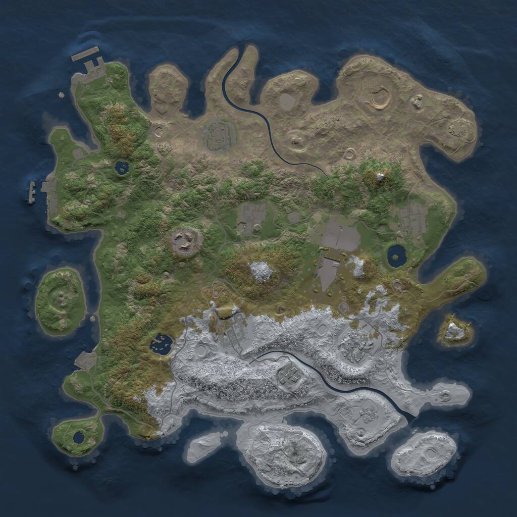 Rust Map: Procedural Map, Size: 3650, Seed: 63529150, 16 Monuments