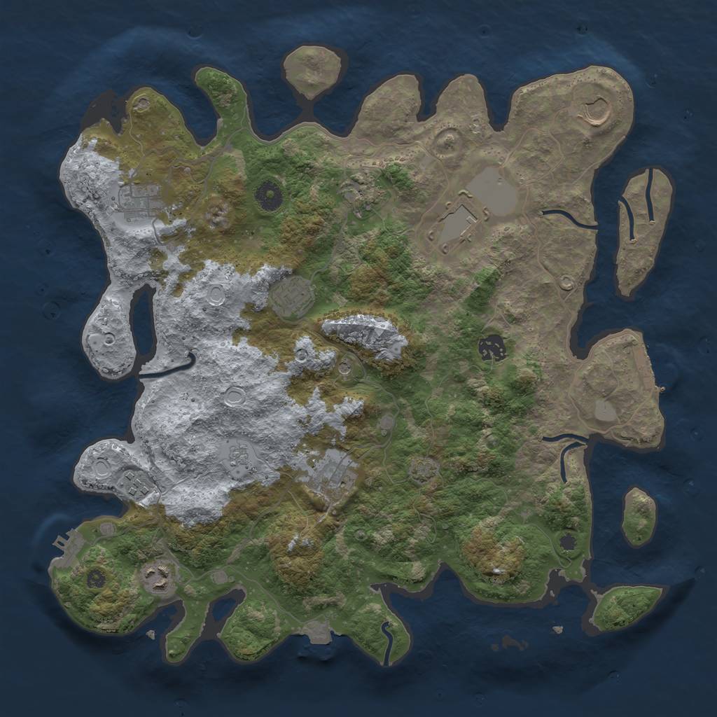 Rust Map: Procedural Map, Size: 3850, Seed: 23617092, 17 Monuments
