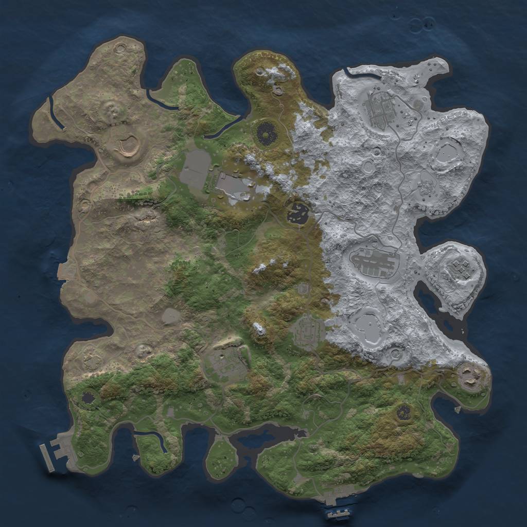 Rust Map: Procedural Map, Size: 3650, Seed: 69390288, 17 Monuments