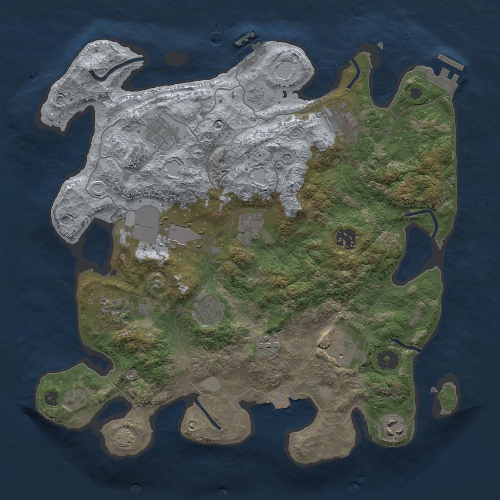 Rust Map: Procedural Map, Size: 3600, Seed: 69347556, 18 Monuments