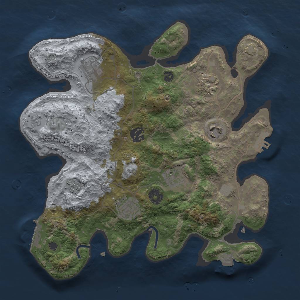 Rust Map: Procedural Map, Size: 3000, Seed: 2463827, 14 Monuments
