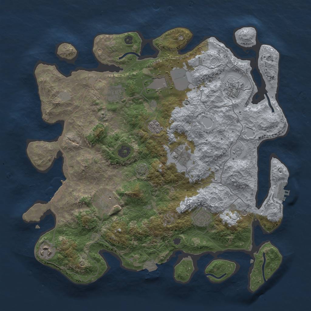Rust Map: Procedural Map, Size: 3700, Seed: 957823969, 16 Monuments
